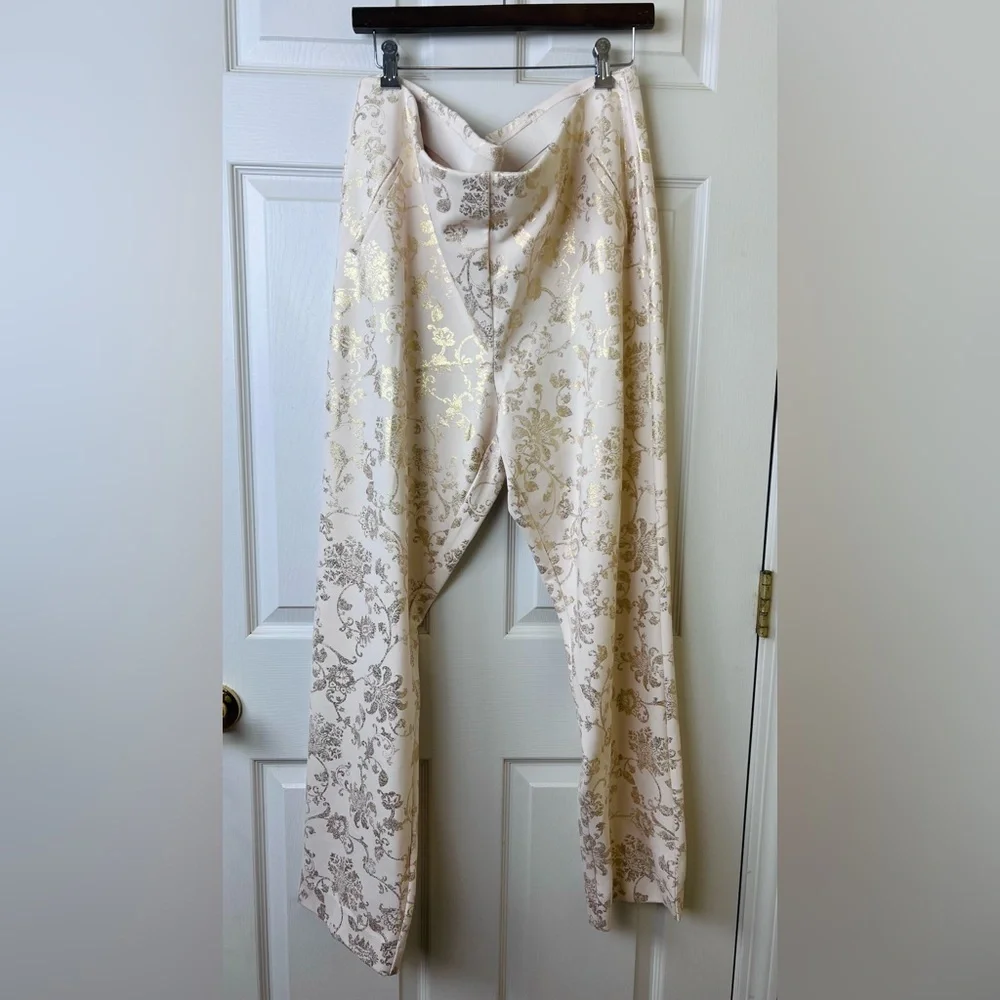 Chicos Pants Cream Juliet Golden Foiled XXL